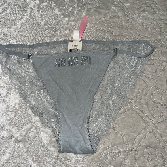 Vintage Victoria Secret PINK  "Ho Ho Ho" Lace Bottom Panty Size Large - Picture 1 of 4